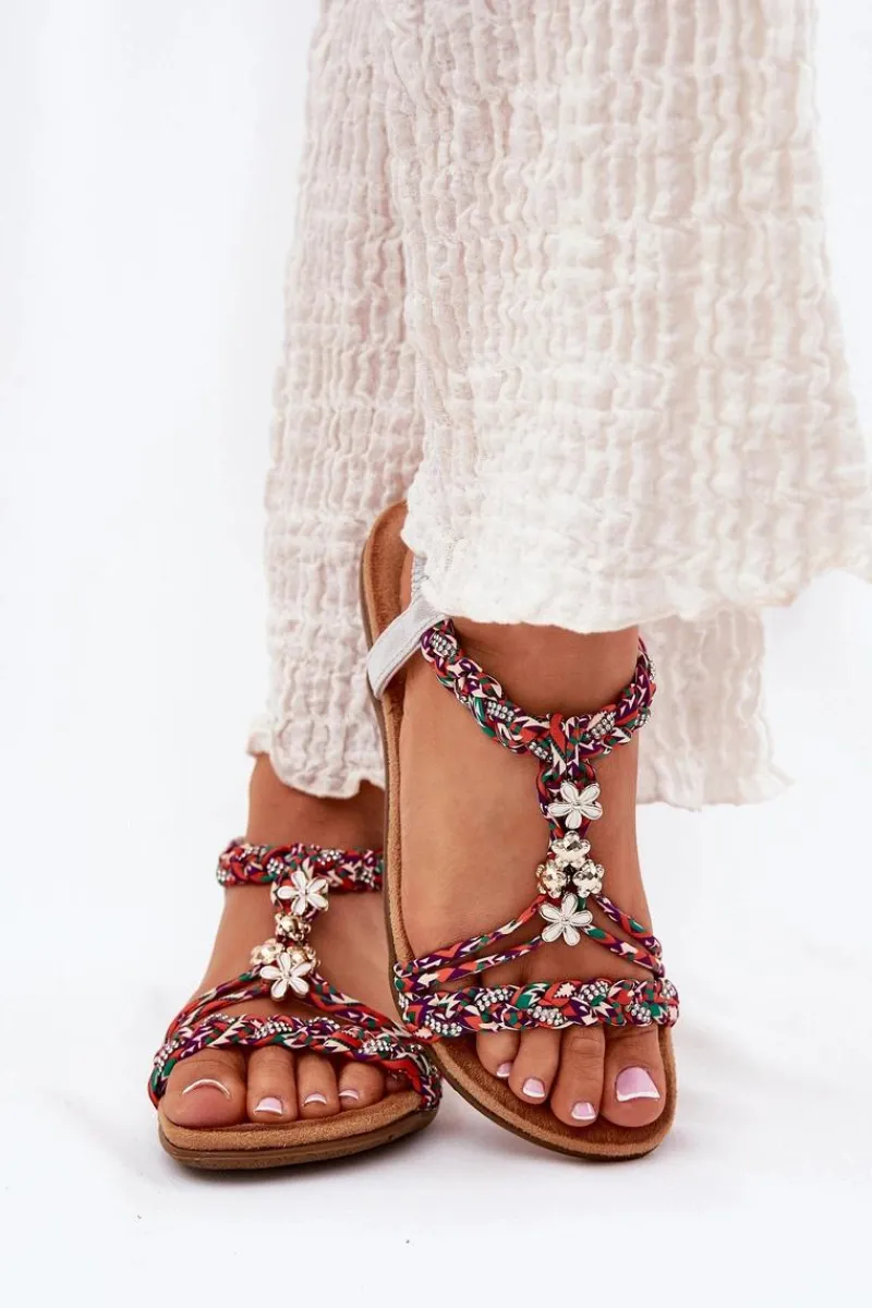 Sandały Płaskie>Artiker Sandały Damskie Płaskie Z Plecionymi Paskami I Przypinkami 54C1322 Multikolor Wielokolorowy