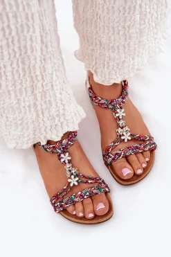 Sandały Płaskie><noscript><img width=