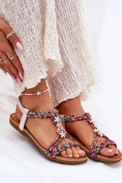 Sandały Płaskie><noscript><img width=