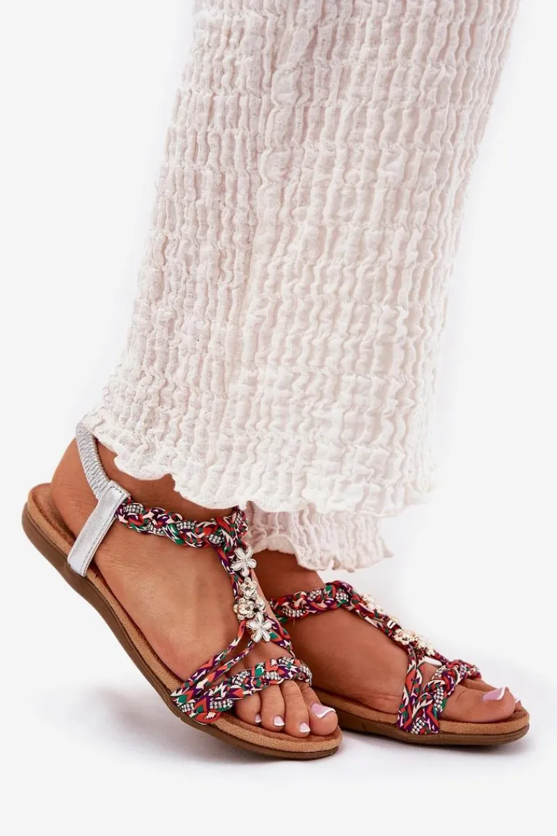 Sandały Płaskie>Artiker Sandały Damskie Płaskie Z Plecionymi Paskami I Przypinkami 54C1322 Multikolor Wielokolorowy