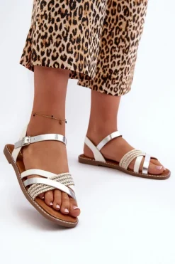 Sandały Płaskie>Buty Sergio Leone Sandały Damskie Z Eko Skóry Sergio Leone SK085H Białe