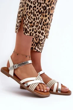 Sandały Płaskie><noscript><img width=