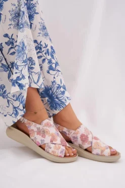 Online Boto Sandały Damskie Z Eko Skóry W Kwiaty Multikolor Tosmelia Wielokolorowy