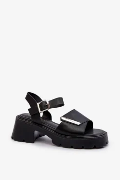 Outlet Buty damskie Vinceza Sandały Damskie Z Eko Skóry Na Obcasie I Platformie Vinceza 36257 Czarne