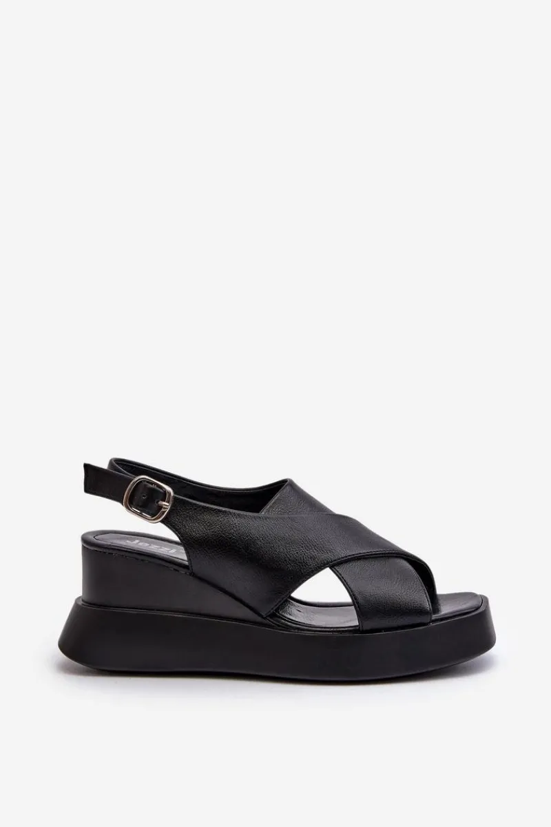 Sandały Na Koturnie>Boto Sandały Damskie Z Eko Skóry Na Platformie I Koturnie Czarne Vaiara