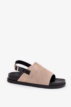 Boto Sandały Damskie Z Eko Zamszu Na Platformie Beżowe Migola