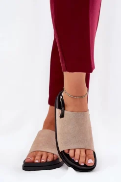 Boto Sandały Damskie Z Eko Zamszu Na Platformie Beżowe Migola