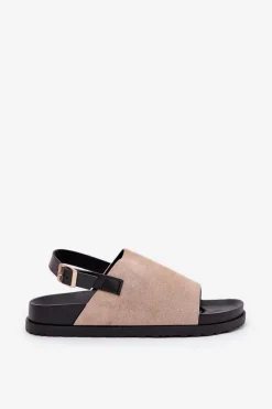 Boto Sandały Damskie Z Eko Zamszu Na Platformie Beżowe Migola