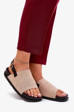 Boto Sandały Damskie Z Eko Zamszu Na Platformie Beżowe Migola