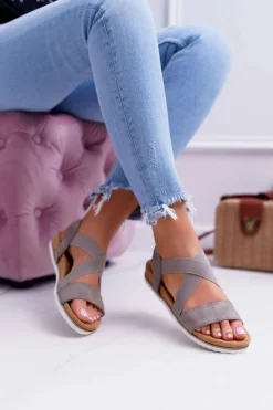 Sandały Płaskie>Boto Sandały Damskie Z Gumkami Khaki Itako