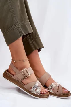 Clearance INBLU Sandały Damskie Z Klamrą GS000056 Beżowe Beżowy