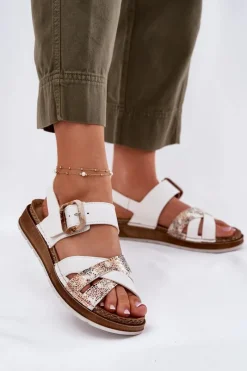 Sandały Na Koturnie|Sandały Płaskie>INBLU Sandały Damskie Z Klamrą GS000056 Białe Biały