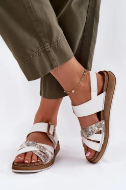 Sandały Na Koturnie|Sandały Płaskie>INBLU Sandały Damskie Z Klamrą GS000056 Białe Biały