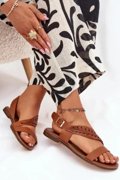 Sandały Płaskie><noscript><img width=