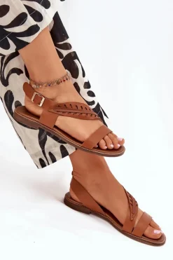 Sandały Płaskie><noscript><img width=