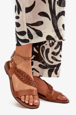 Sandały Płaskie><noscript><img width=