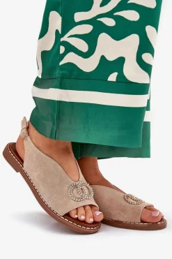 Sandały Płaskie><noscript><img width=