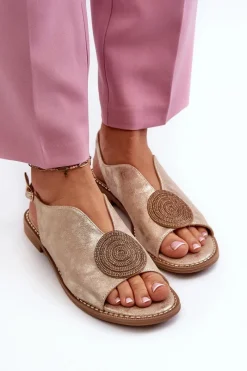 Sandały Płaskie><noscript><img width=