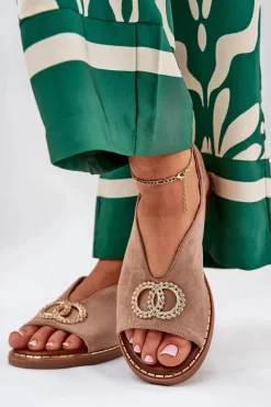 Sandały Płaskie><noscript><img width=