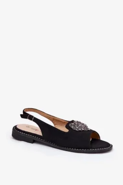 Sale Damskie buty S.Barski Sandały Damskie Z Ozdobnym Sercem S.Barski KV27-018 Czarne Czarny