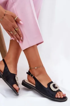 Sandały Płaskie><noscript><img width=