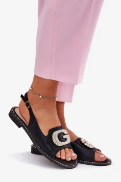 Sandały Płaskie><noscript><img width=