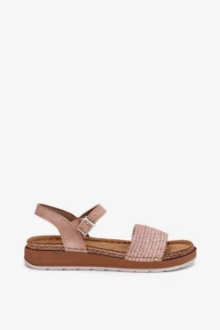 Discount INBLU Sandały Damskie Z Plecionką Na Pasku GS000050 Różowe