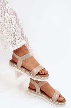 Sandały Płaskie><noscript><img width=