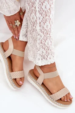 Sandały Płaskie><noscript><img width=