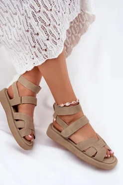 Sandały Płaskie><noscript><img width=