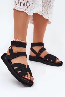 Boto Sandały Damskie Z Rzepami Czarne Uvissa Czarny