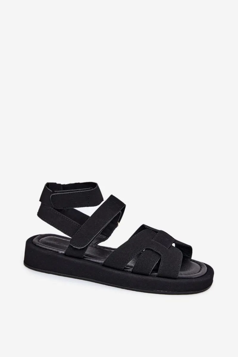 Boto Sandały Damskie Z Rzepami Czarne Uvissa Czarny