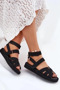 Boto Sandały Damskie Z Rzepami Czarne Uvissa Czarny