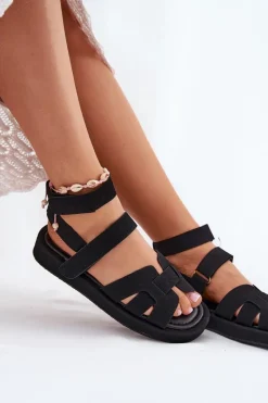 Boto Sandały Damskie Z Rzepami Czarne Uvissa Czarny