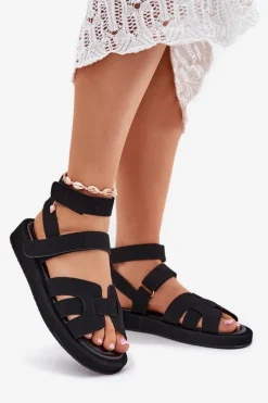 Boto Sandały Damskie Z Rzepami Czarne Uvissa Czarny