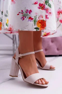 Sandały Na Obcasie>Boto Sandały Damskie Zamszowe Beżowe Baloo