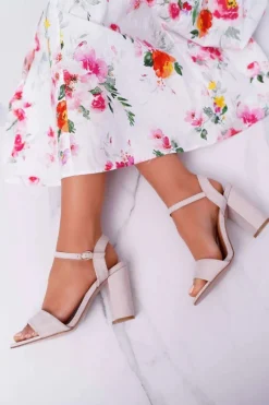 Sandały Na Obcasie>Boto Sandały Damskie Zamszowe Beżowe Baloo