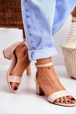 Sale Boto Sandały Damskie Zamszowe Beżowe Oh Baby!