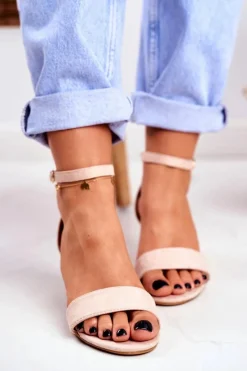 Sale Boto Sandały Damskie Zamszowe Beżowe Oh Baby!