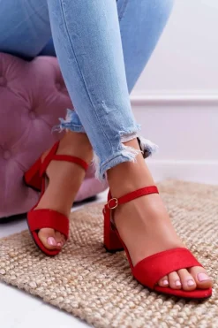 Best Sandały Damskie Zamszowe Czerwone Galisa Damskie Sandały Na Obcasie