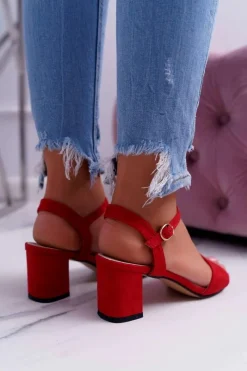 Best Sandały Damskie Zamszowe Czerwone Galisa Damskie Sandały Na Obcasie