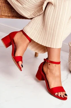 Sandały Na Obcasie>Boto Sandały Damskie Zamszowe Czerwone Oh Baby!