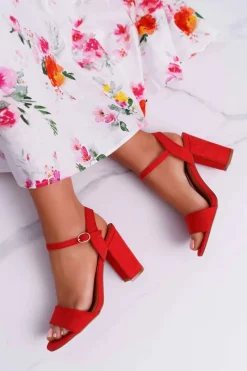 Best Sandały Damskie Zamszowe Czerwone Baloo Damskie Sandały Na Obcasie