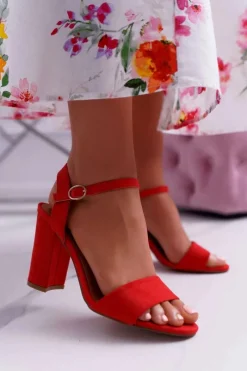 Best Sandały Damskie Zamszowe Czerwone Baloo Damskie Sandały Na Obcasie