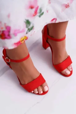 Best Sandały Damskie Zamszowe Czerwone Baloo Damskie Sandały Na Obcasie