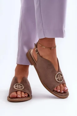 Sandały Płaskie><noscript><img width=