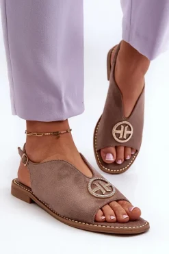 Sandały Płaskie><noscript><img width=