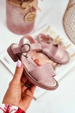 Discount Boto Sandały Dziecięce na Rzepy Różowe Brokat Verden