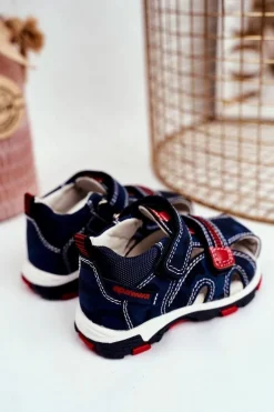 Sale Sandały Dziecięce na Rzepy Granatowe Goreno Dzieci Dziewczęce