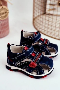 Sale Sandały Dziecięce na Rzepy Granatowe Goreno Dzieci Dziewczęce